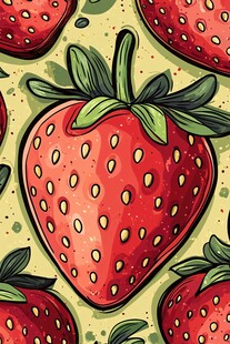 手绘草莓图案 清新可爱风