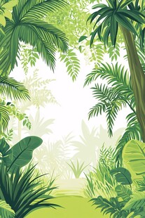 热带雨林风光插画