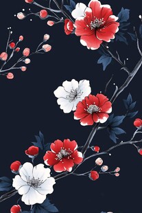 深蓝底花卉图案精美设计