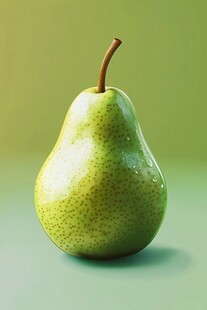 青绿色带水珠的鲜梨