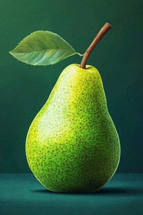 鲜绿饱满的梨子特写