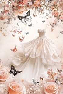 梦幻婚纱与蝶花浪漫邂逅