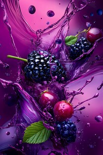 紫浆飞溅的多汁浆果盛宴