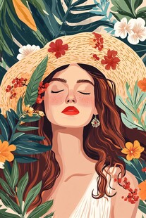 夏日花漾女孩的惬意时光