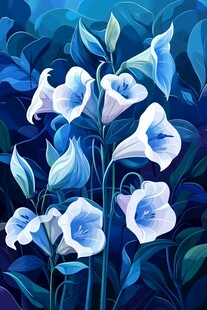 蓝调铃兰花梦幻插画