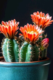 橙花仙人掌盆栽特写