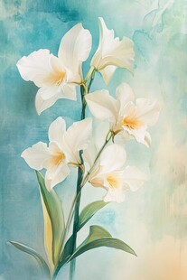 清新淡雅的白色兰花图