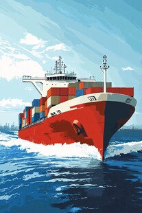 海上巨轮破浪前行