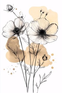 手绘花朵插画 优雅自然风