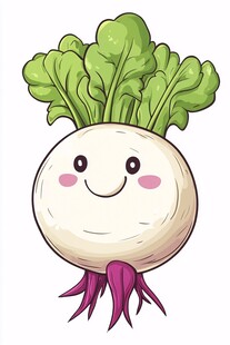 可爱微笑的卡通白萝卜