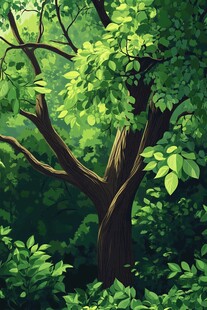 茂密森林中的繁茂大树