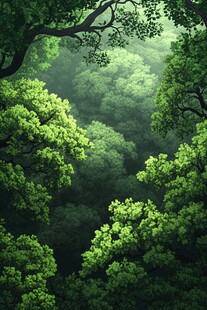 茂密森林绿意盎然景象