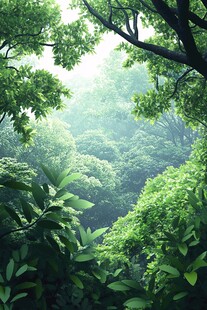 翠绿森林间的清新自然景