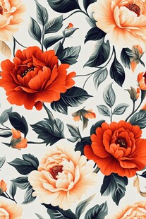 花卉图案 艳丽牡丹与绿叶