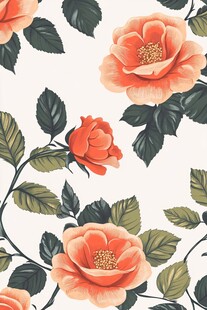 复古风橙色花卉图案背景