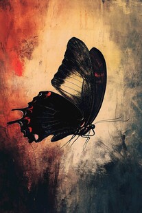 梦幻黑蝶飞舞艺术画