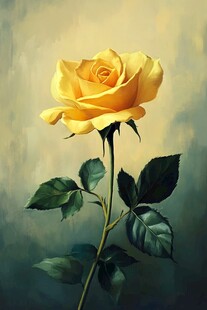 黄色玫瑰特写油画风花卉