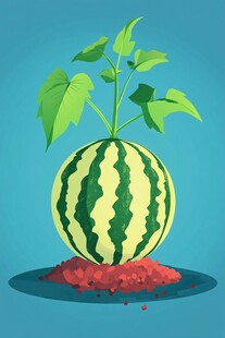 西瓜破土而出插画
