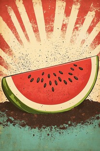复古风西瓜插画