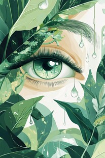 绿叶间的灵动眼眸