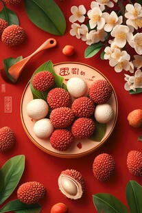 荔枝摆盘图 中式风格美食