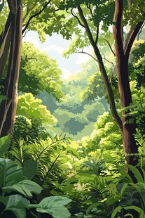 茂密丛林绿意盎然景象