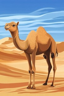沙漠中的单峰骆驼