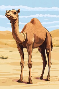 沙漠中的单峰骆驼