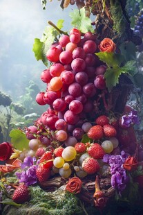 梦幻多彩水果堆叠景观