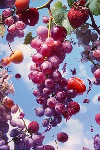 缤纷多汁水果空中飞舞