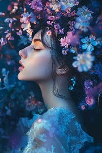 梦幻花中少女的唯美瞬间