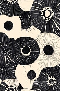 黑白花卉图案无缝背景