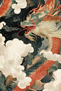 中式飞龙云海霸气图景