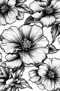 黑白花卉图案设计
