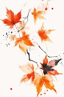 水墨风秋枫叶灵动画面