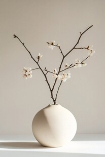 简约白瓶插几枝素雅春花