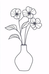 花瓶中绽放的简约花朵