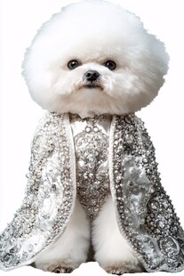 华丽装扮的可爱比熊犬