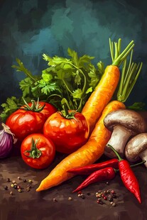 多彩新鲜蔬菜静物图