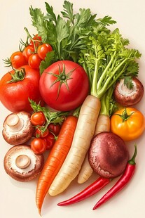 多彩新鲜蔬菜组合展示