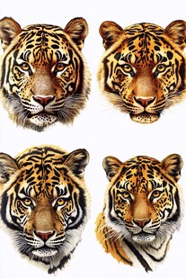 六款老虎头像插画集合