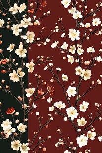 红梅绽放图案设计