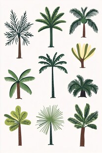 多样棕榈树插画集合