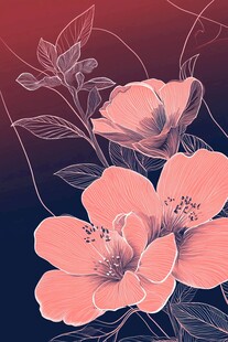 梦幻粉色花卉插画