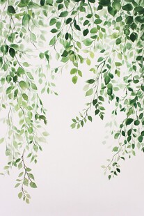 垂落绿叶装饰背景图