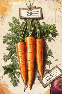 胡萝卜插画 清新田园蔬果风