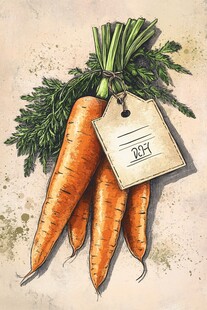 手绘胡萝卜束带价格标签