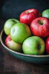 碗中红绿相间的新鲜苹果