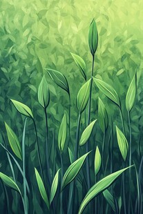 嫩绿草丛生机勃勃的景象