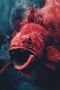 深海红鱼的凶猛瞬间